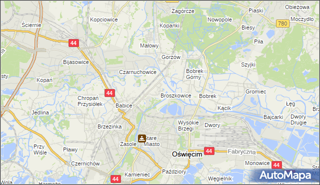 mapa Broszkowice, Broszkowice na mapie Targeo