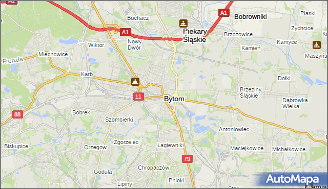 mapa Bytomia, Bytom na mapie Targeo