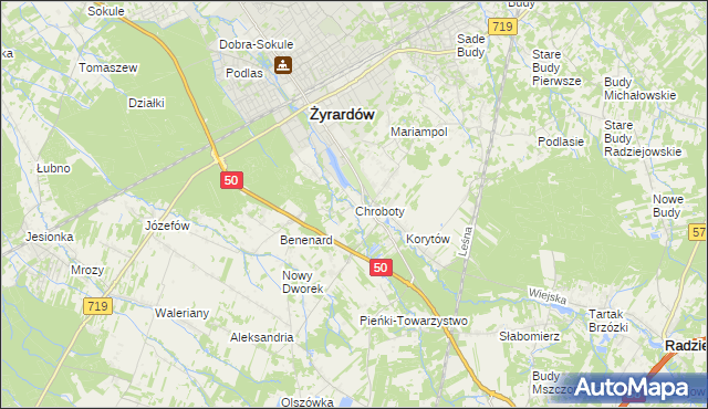 mapa Chroboty, Chroboty na mapie Targeo