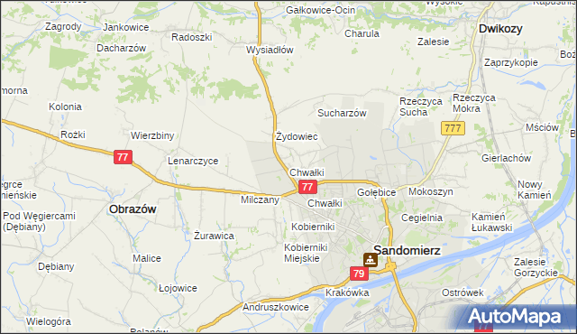 mapa Chwałki gmina Obrazów, Chwałki gmina Obrazów na mapie Targeo