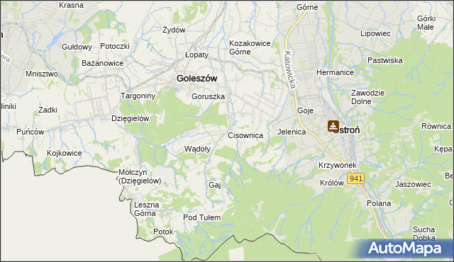 mapa Cisownica, Cisownica na mapie Targeo
