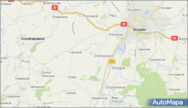 mapa Dobrogoszcz gmina Strzelin, Dobrogoszcz gmina Strzelin na mapie Targeo