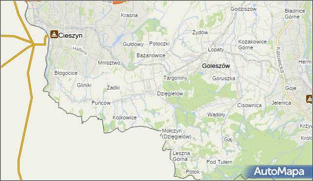 mapa Dzięgielów, Dzięgielów na mapie Targeo