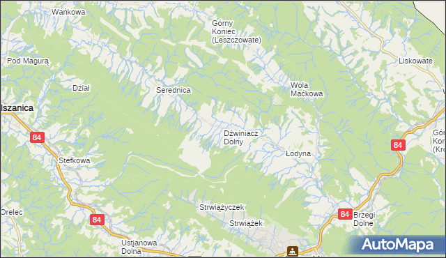 mapa Dźwiniacz Dolny, Dźwiniacz Dolny na mapie Targeo