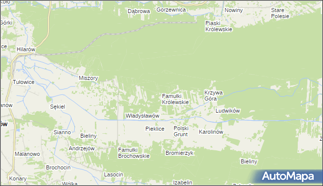 mapa Famułki Królewskie, Famułki Królewskie na mapie Targeo