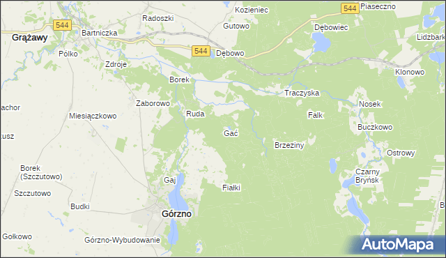 mapa Gać gmina Górzno, Gać gmina Górzno na mapie Targeo