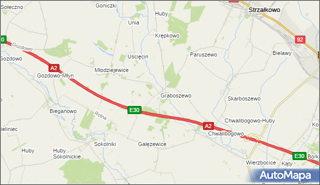 mapa Graboszewo gmina Strzałkowo, Graboszewo gmina Strzałkowo na mapie Targeo