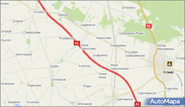 mapa Grabówka gmina Choceń, Grabówka gmina Choceń na mapie Targeo