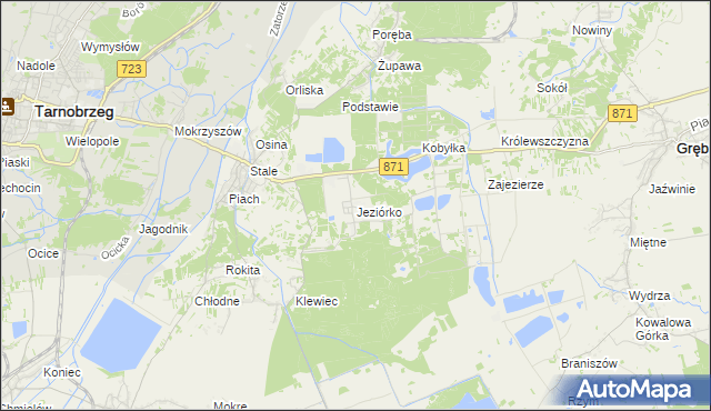 mapa Jeziórko gmina Grębów, Jeziórko gmina Grębów na mapie Targeo