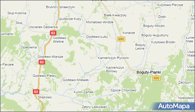 mapa Kamieńczyk-Ryciorki, Kamieńczyk-Ryciorki na mapie Targeo