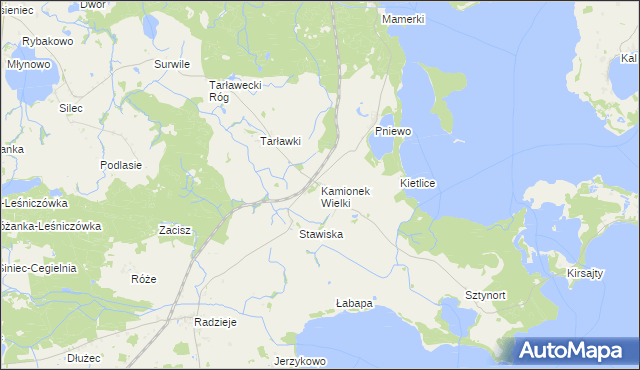 mapa Kamionek Wielki gmina Węgorzewo, Kamionek Wielki gmina Węgorzewo na mapie Targeo