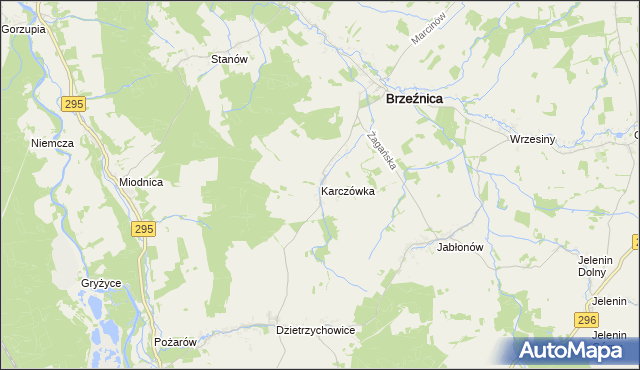 mapa Karczówka gmina Brzeźnica, Karczówka gmina Brzeźnica na mapie Targeo