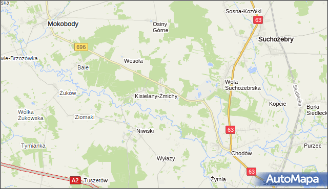 mapa Kisielany-Kuce, Kisielany-Kuce na mapie Targeo