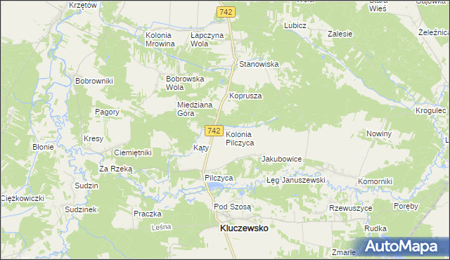 mapa Kolonia Pilczyca, Kolonia Pilczyca na mapie Targeo