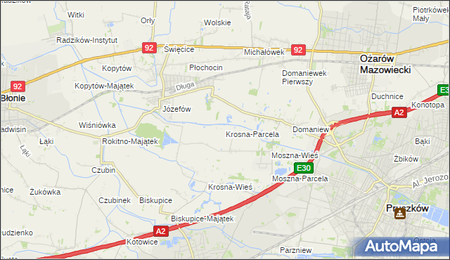 mapa Krosna-Parcela, Krosna-Parcela na mapie Targeo
