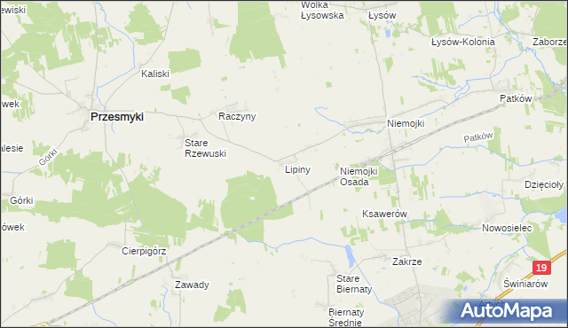 mapa Lipiny gmina Przesmyki, Lipiny gmina Przesmyki na mapie Targeo