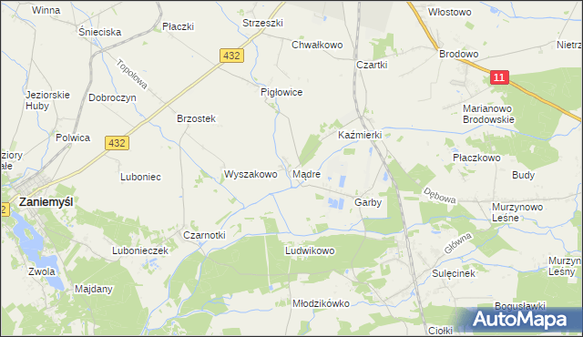 mapa Mądre, Mądre na mapie Targeo