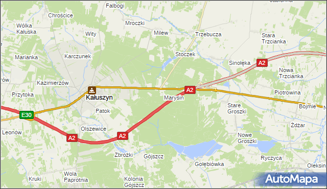 mapa Marysin gmina Kałuszyn, Marysin gmina Kałuszyn na mapie Targeo