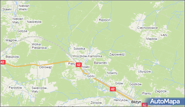 mapa Mroczków-Kapturów, Mroczków-Kapturów na mapie Targeo