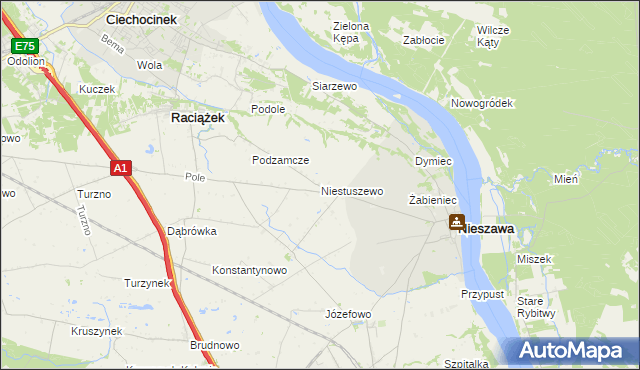 mapa Niestuszewo, Niestuszewo na mapie Targeo