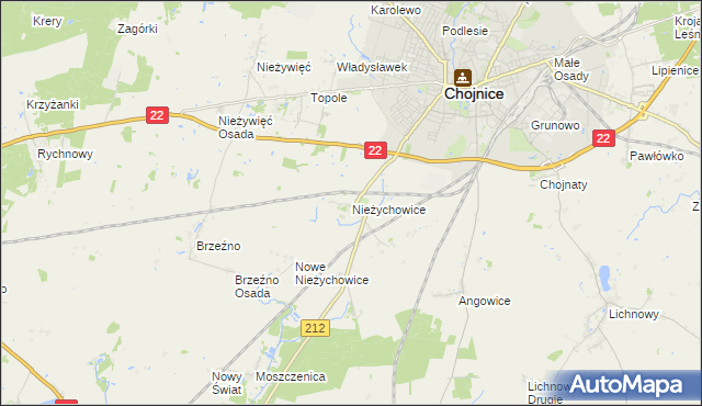 mapa Nieżychowice, Nieżychowice na mapie Targeo