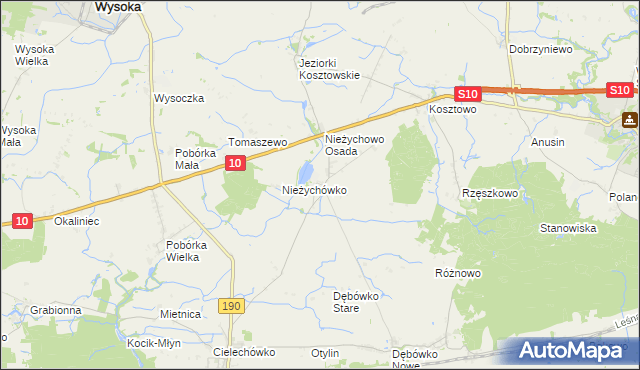 mapa Nieżychowo, Nieżychowo na mapie Targeo