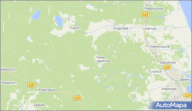 mapa Nowa Jasienica, Nowa Jasienica na mapie Targeo