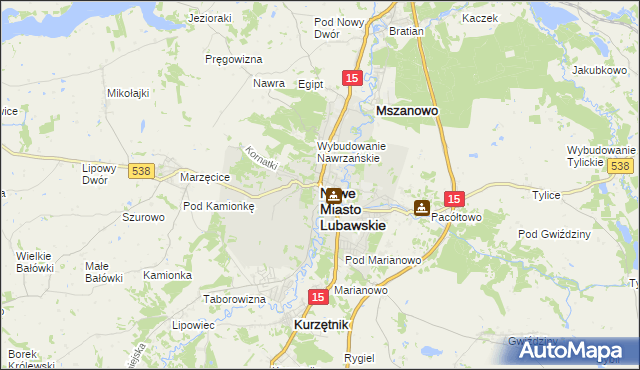 mapa Nowe Miasto Lubawskie, Nowe Miasto Lubawskie na mapie Targeo