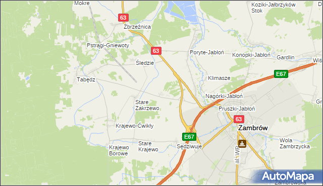 mapa Nowe Zakrzewo, Nowe Zakrzewo na mapie Targeo