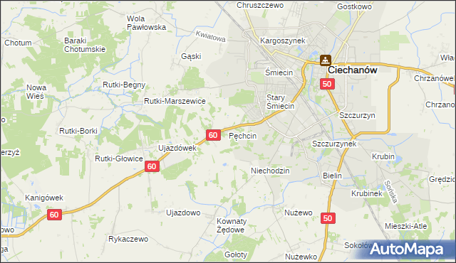 mapa Pęchcin, Pęchcin na mapie Targeo