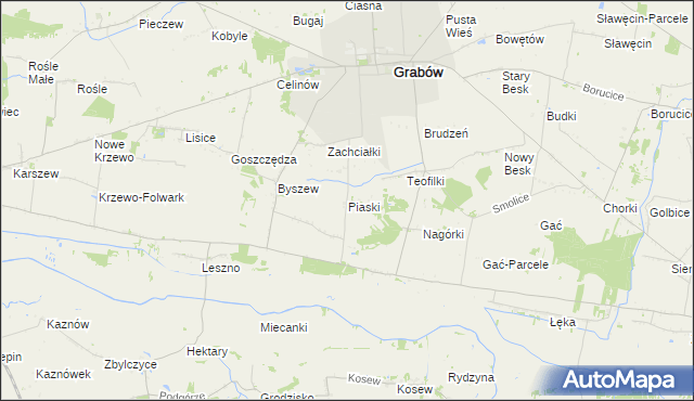 mapa Piaski gmina Grabów, Piaski gmina Grabów na mapie Targeo