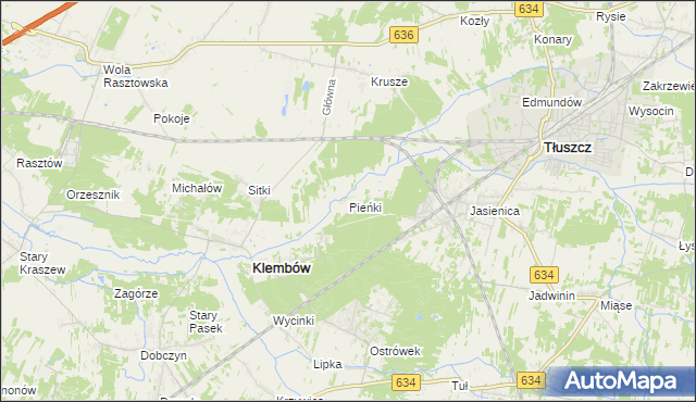 mapa Pieńki gmina Klembów, Pieńki gmina Klembów na mapie Targeo