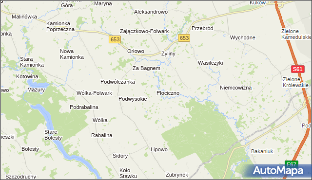 mapa Płociczno gmina Bakałarzewo, Płociczno gmina Bakałarzewo na mapie Targeo