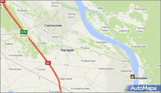 mapa Podole gmina Raciążek, Podole gmina Raciążek na mapie Targeo