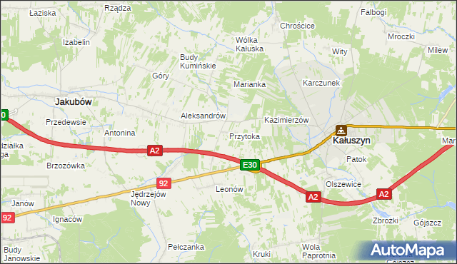 mapa Przytoka gmina Kałuszyn, Przytoka gmina Kałuszyn na mapie Targeo