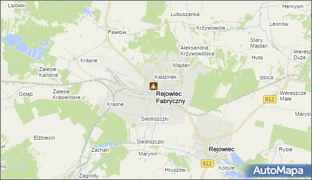 mapa Rejowiec Fabryczny, Rejowiec Fabryczny na mapie Targeo