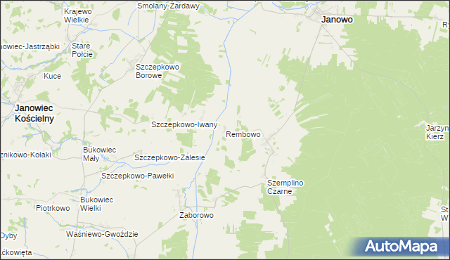 mapa Rembowo gmina Janowo, Rembowo gmina Janowo na mapie Targeo