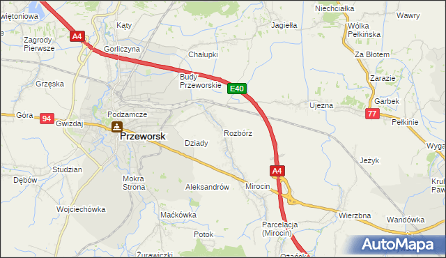 mapa Rozbórz, Rozbórz na mapie Targeo