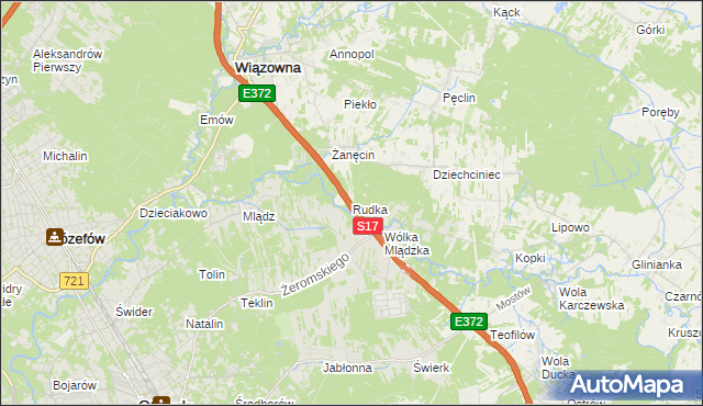 mapa Rudka gmina Wiązowna, Rudka gmina Wiązowna na mapie Targeo