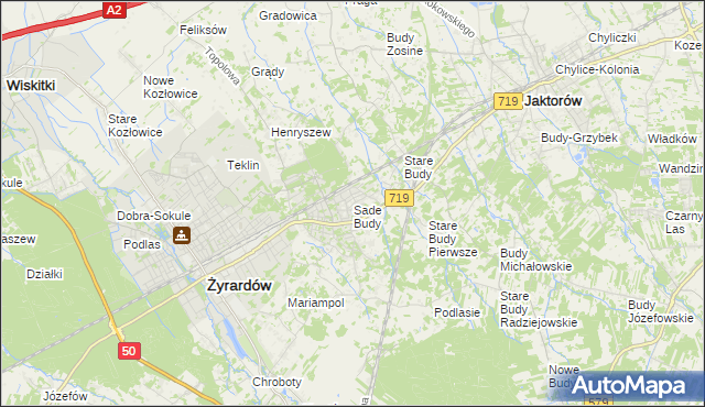 mapa Sade Budy, Sade Budy na mapie Targeo