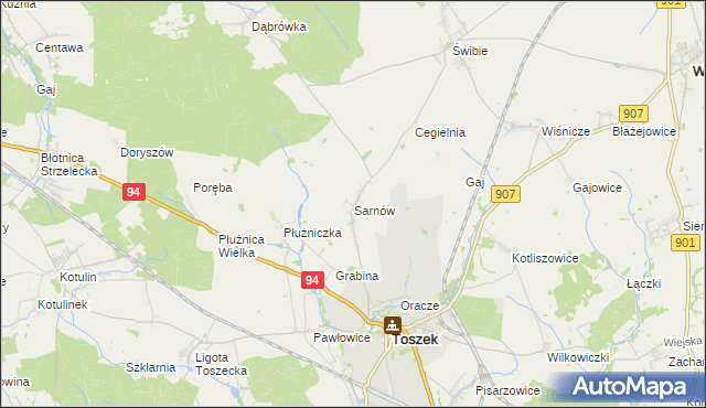 mapa Sarnów gmina Toszek, Sarnów gmina Toszek na mapie Targeo