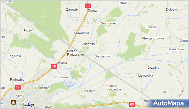 mapa Siedlanów, Siedlanów na mapie Targeo