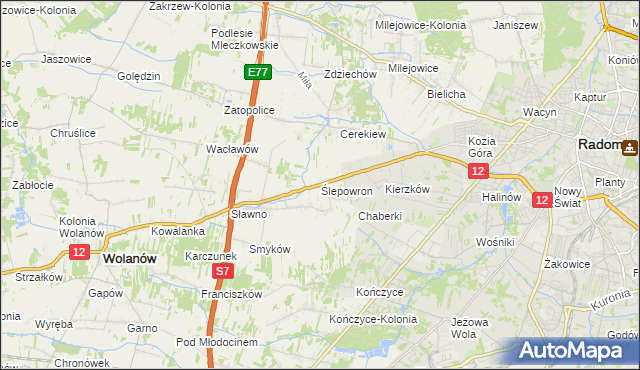 mapa Ślepowron, Ślepowron na mapie Targeo