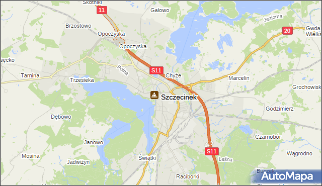 mapa Szczecinek, Szczecinek na mapie Targeo