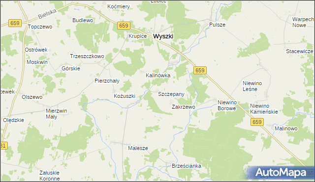 mapa Szczepany gmina Wyszki, Szczepany gmina Wyszki na mapie Targeo