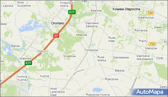 mapa Tomaszów gmina Orońsko, Tomaszów gmina Orońsko na mapie Targeo