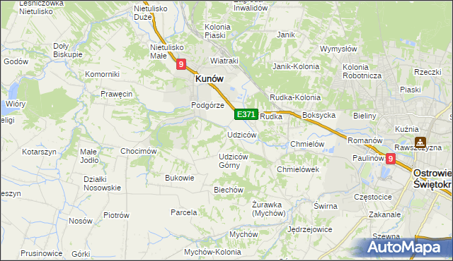 mapa Udziców, Udziców na mapie Targeo