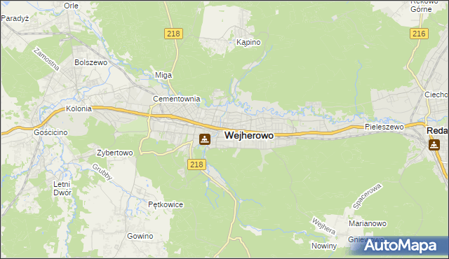 mapa Wejherowo, Wejherowo na mapie Targeo