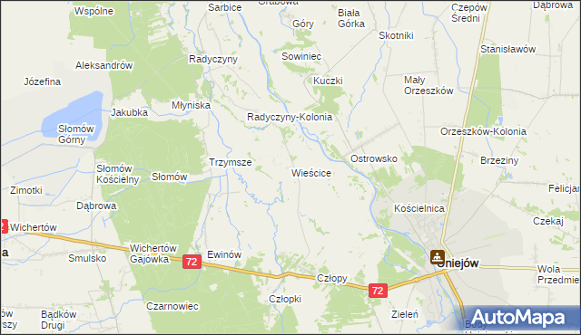 mapa Wieścice, Wieścice na mapie Targeo