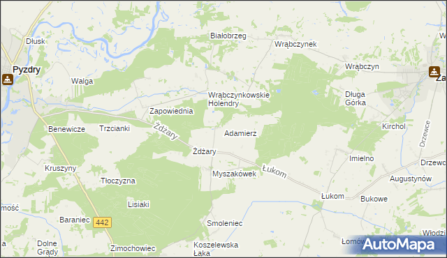 mapa Adamierz gmina Zagórów, Adamierz gmina Zagórów na mapie Targeo